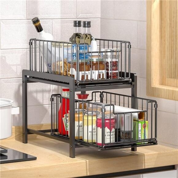 Under Sink Organizers and Storage, 2-Tier Cabinet Organizer